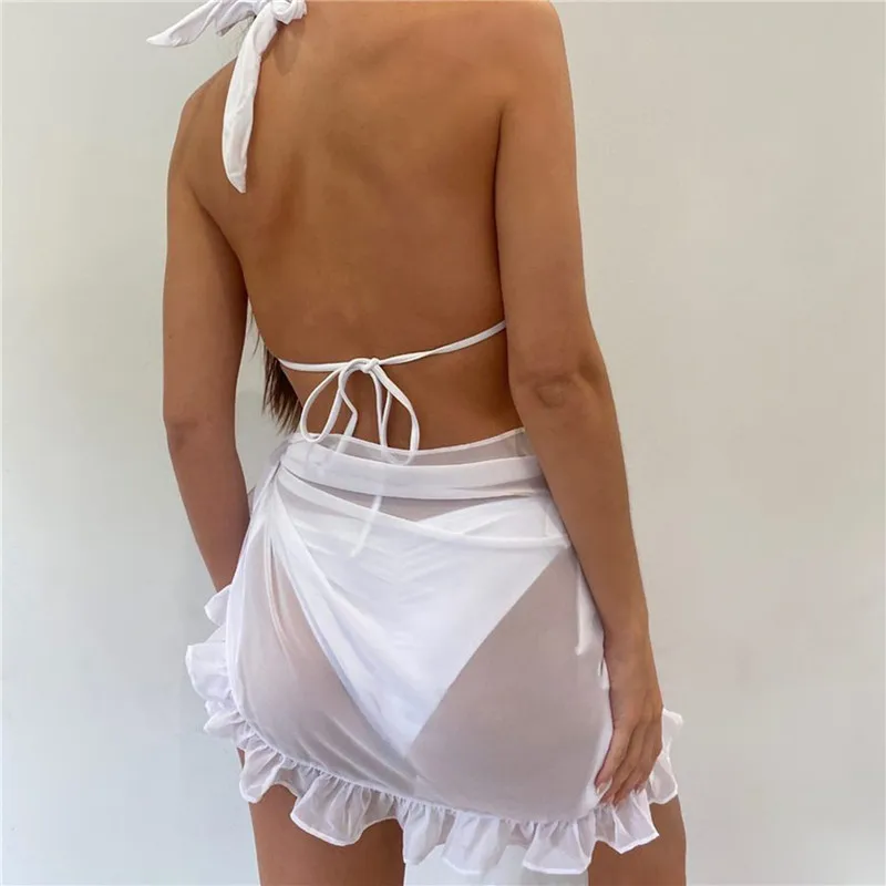 

Women Summer Swimwear Bikini Cover-Ups Wrap Sarong Ladies Beach 2021 New Sexy Skirts 6 Color Swimsuit Cover Skirt