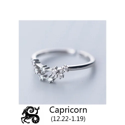 Capricorn Trustdavis женские 12 Созвездие CZ модные ювелирные изделия из чистого серебра 925 пробы кольца на палец Лучший подарок DA348 - Цвет основного камня: Capricorn