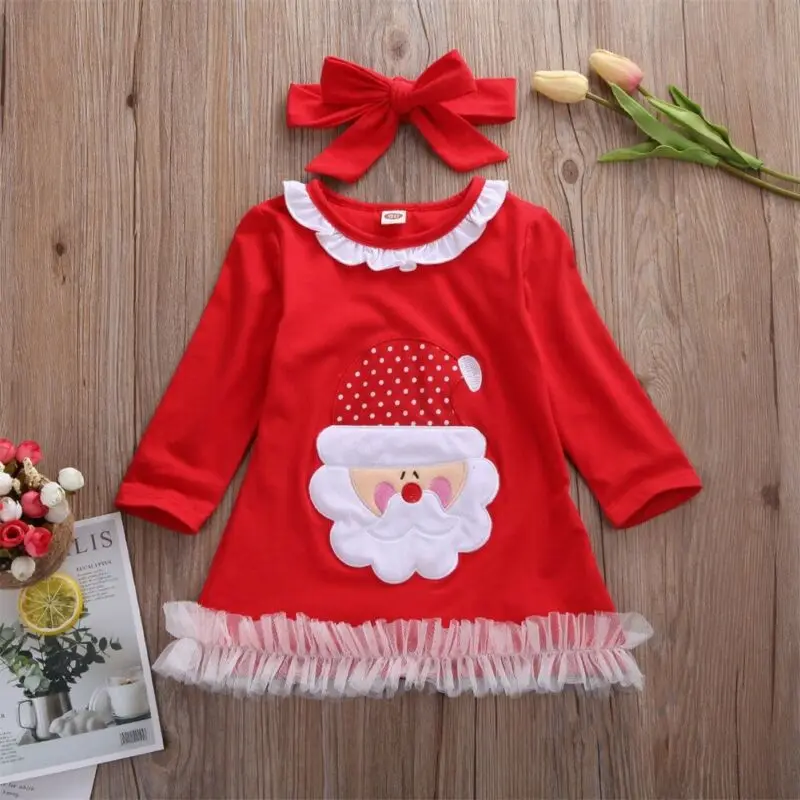 Рождественская Одежда для новорожденных девочек Рождественский Санта-Клаус