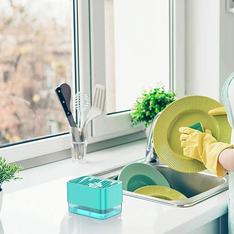 Дозатор для жидкого мыла кухонный держатель губки в раковину ручной Диспенсер