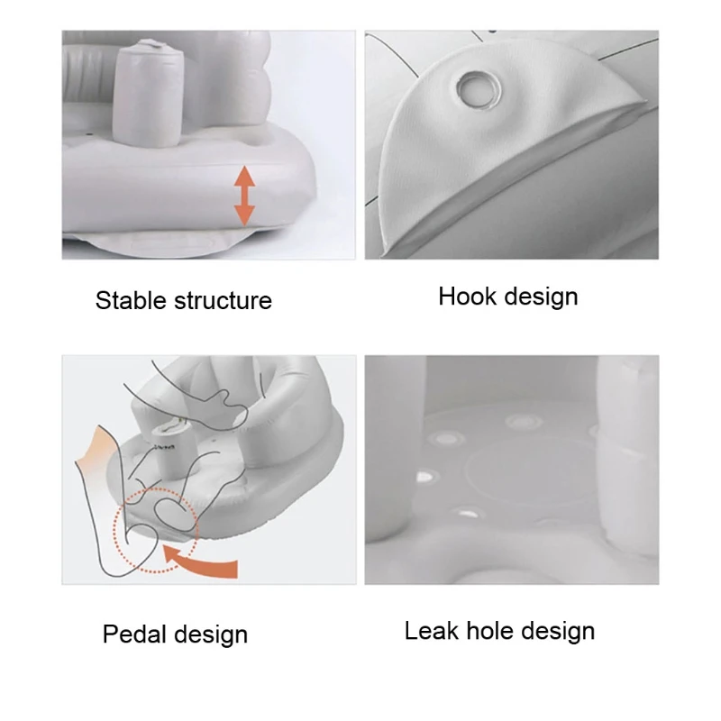 Asiento de soporte para beb&eacute;, silla de aprendizaje con Oso de dibujos animados, inflable, para comedor, reposabrazos-5