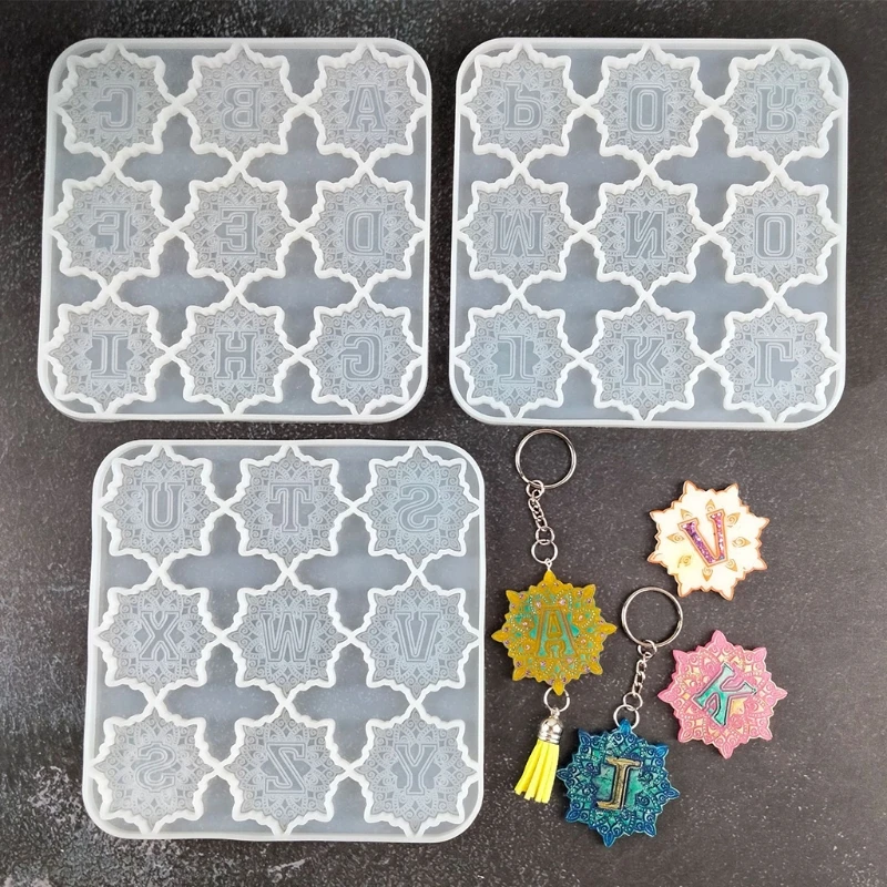 

26 Letter Pendant Mold Diy Epoxy Mold Necklace Pendant Key Chain Pattern Perforated Pendant Silicone Mold