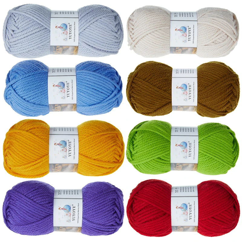 

YUYOYE 100% Merino Wool Yarn 4-Ply Hand-knitted Crochet Threads Hand Knitting Soft Worsted Wool Yarn DIY Knitting Sweater 100g