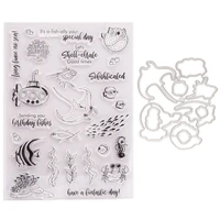 2021 new arrival submarine ocean world organism metal cutting dies and stamps for scrapbooking seal craft stencil card making