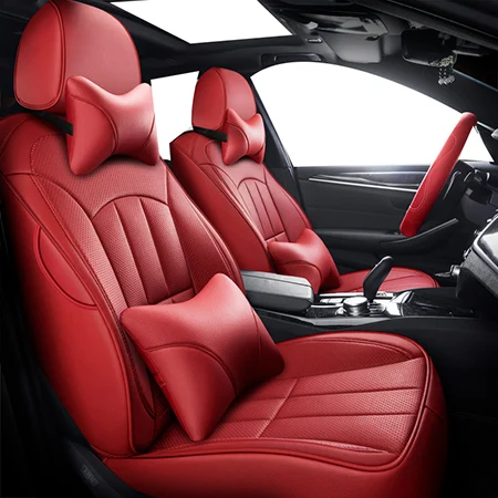 red luxury Передняя+ задняя) Специальный кожаный чехол для сидения автомобиля Tesla все модели S Tesla X автомобильные аксессуары Стайлинг автомобиля - Название цвета: red luxury