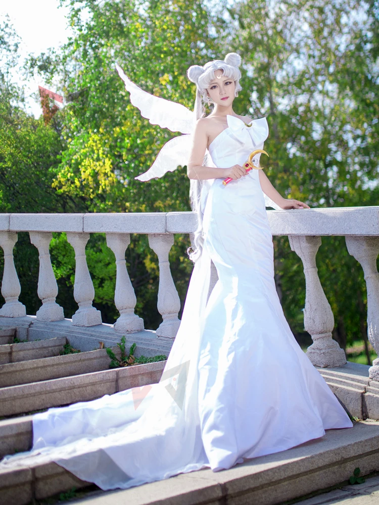 Новый костюм для косплея Сейлор Усаги белый свадебный изготовленный на заказ