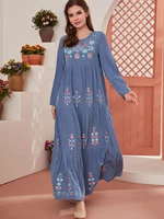blue abaya dubai turkey muslim dress maxi dresses abayas for women kaftan vestidos robe femme caftan plus size islamic clothing
