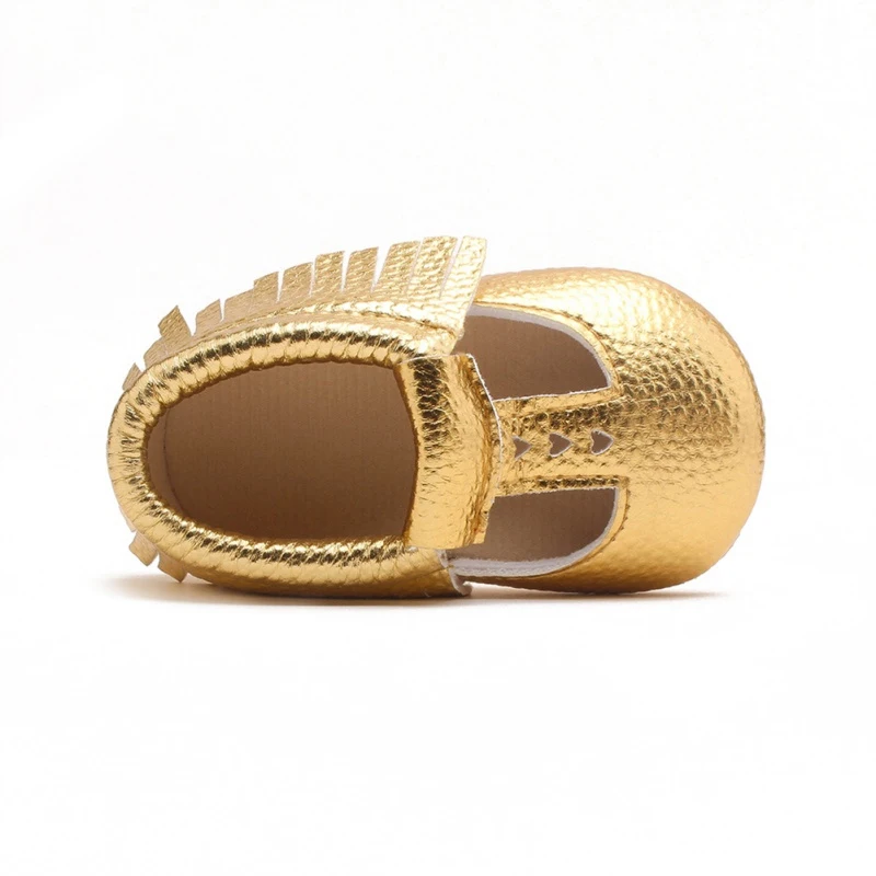 Zapatos de beb&eacute; hechos a mano para beb&eacute;s, mocasines antideslizantes con flecos, suela suave, para cuna, botas de cuero PU-5