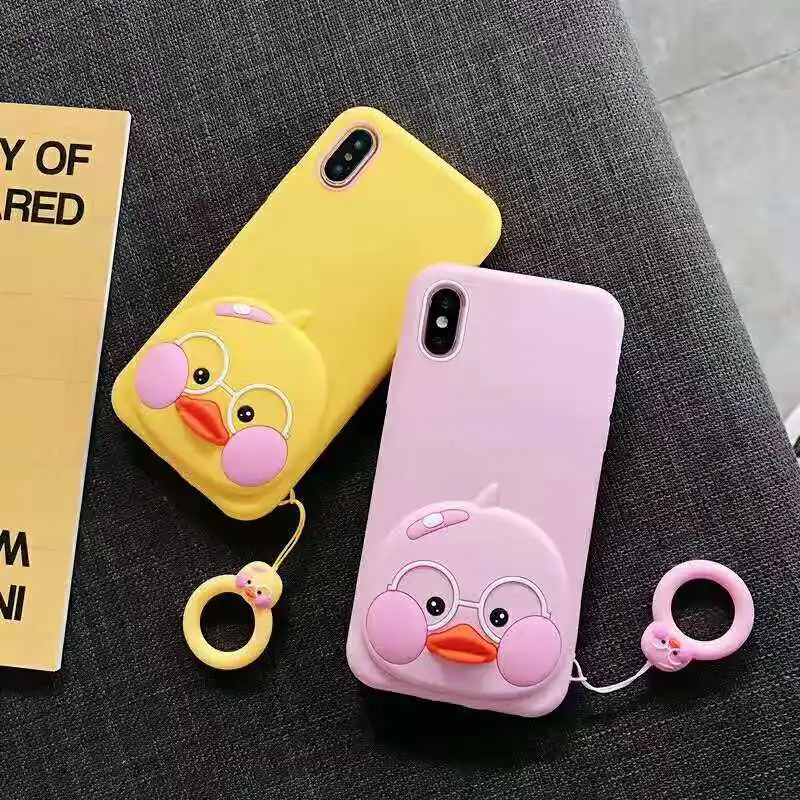 3D Милый утенок Мягкий силикон с тем же ремешком ТПУ чехол для телефона iPhone 7 8 6 6s plus