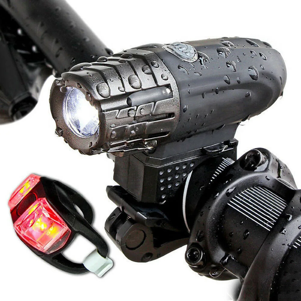 

Bike Lights Rechargeable 300 Lumens Bicycle LED Lights Front Headlight + Rear Taillight Bicycle Flashlight Warning Lights
