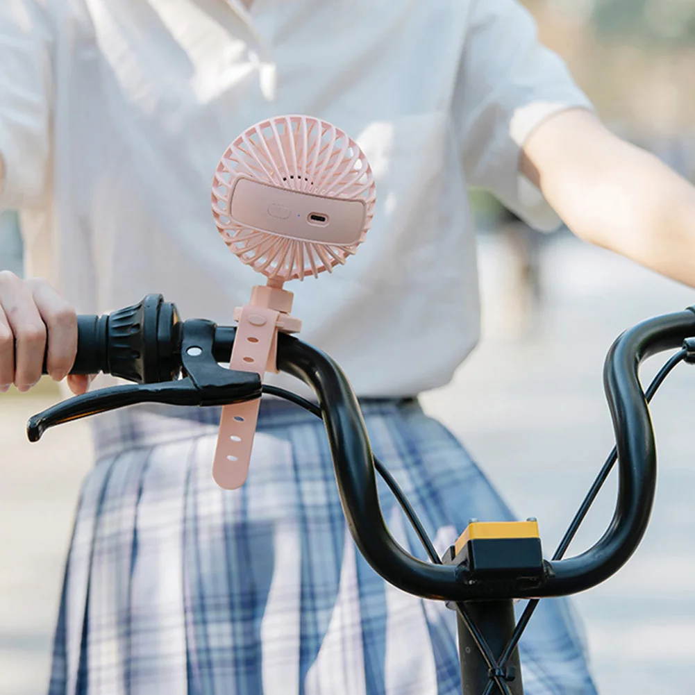 

USB Rechargeable Hand-Held Fan Wrist Strap Portable 3 Gears Adjustable Fan Baby Stroller Summer Outdoor Silent Cooling Clip Fan