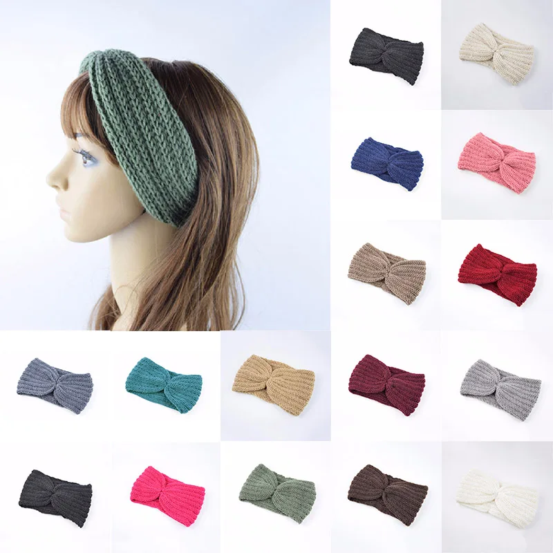 

Head Hands for Womens Winter Headband Knitted Ear Warmer Bandanas Turban Headwrap Girls Ponytail Hair Accessories Scrunchies