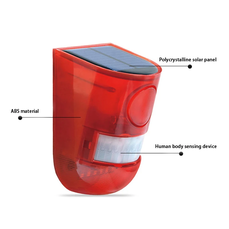 Solar Alarm Lamp 110db Warning Sound 6led Waterproof Motion Sensor Caution Red Light For Warehouse Secret Place Wall Outdoor | Лампы и
