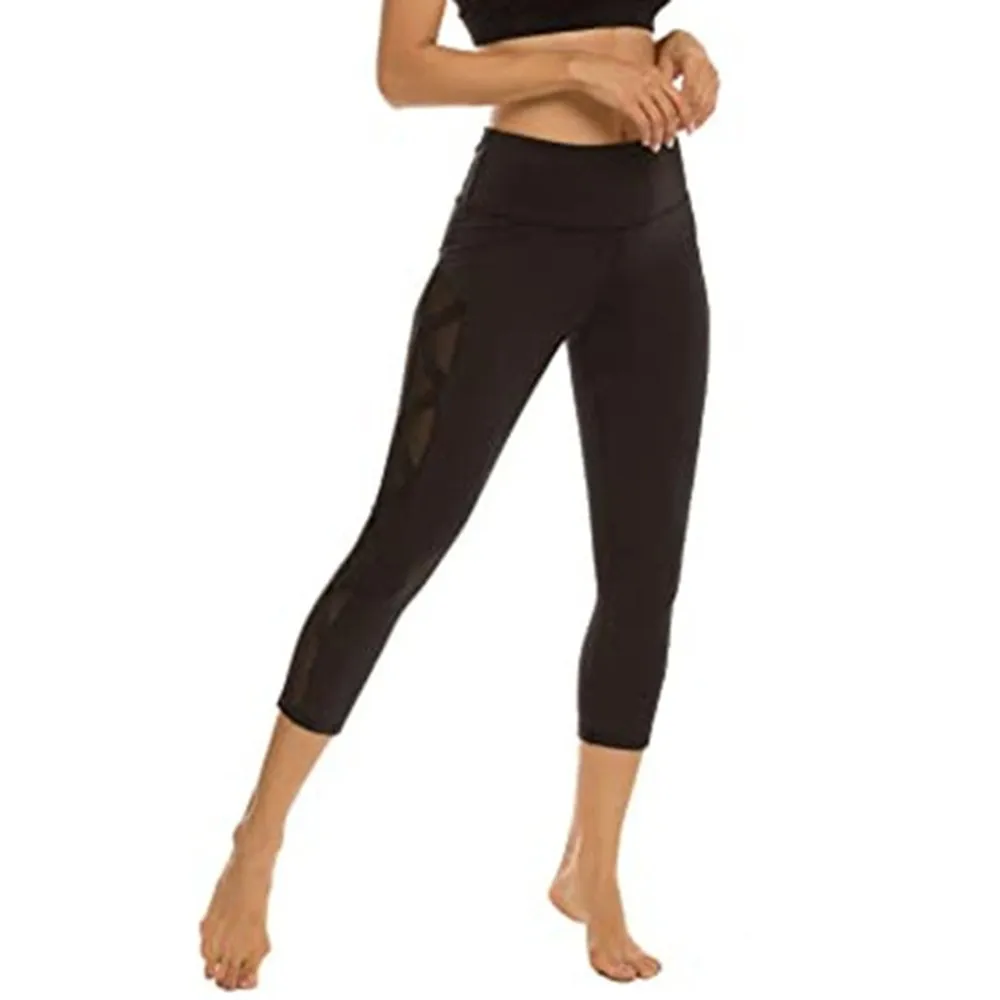 

Women's High Waist Leggings Yoga Pant Mesh Sport Fitness Running Gym Crop Trousers Sweatpants Tracksuit Workout Jogging Clothing