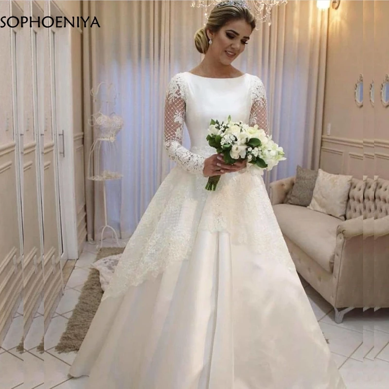 Новое поступление свадебное платье с длинным рукавом свадебное платье Vestido casamento цвета слоновой кости свадебное платье Trouwjurken