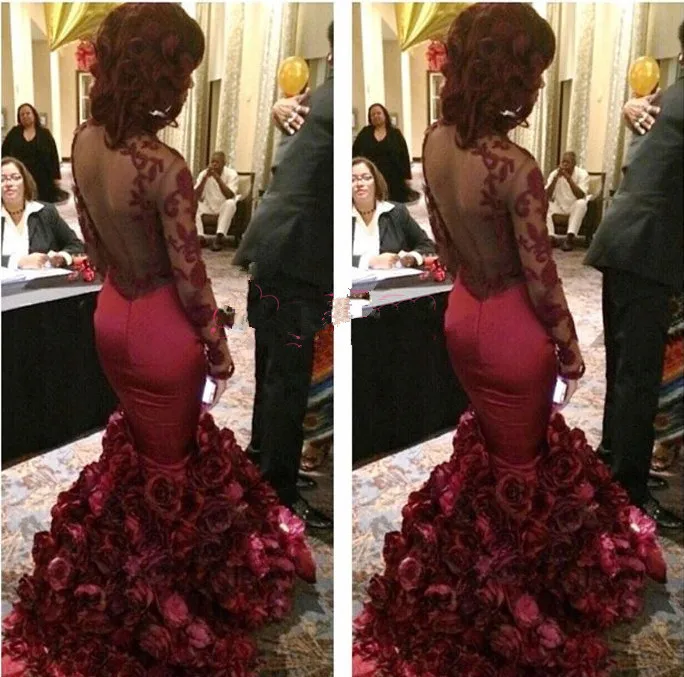 Сексуальное платье русалки с открытой спиной Бордовые цветы красные платья для