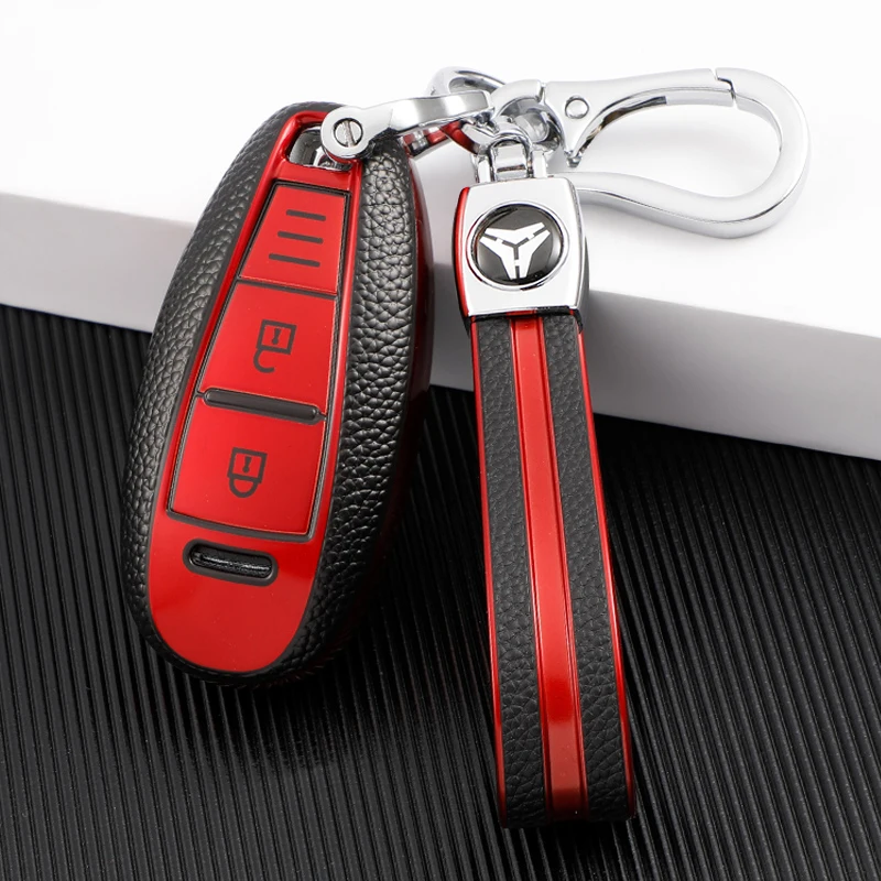 

For Suzuki Baleno Ertiga Ciaz Ignis Kizashi Swift SX4 S-cross Vitars TPU Leather Car Smart Key Cover Case Bag Protector Keychain