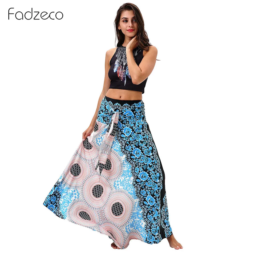 Fadzeco африканская одежда для женщин модное богемное сексуальное платье на бретельках с этническим принтом женская большая Юбка-миди Mult-way носить