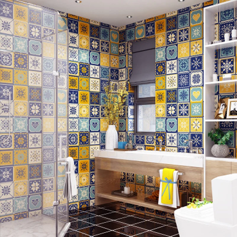 

Bathroom, kitchen floor, brick wall, lampblack machine, self-adhesive wallpaper, waterproof, oil-proof, antifouling and beautifu