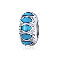 exquisite special blue zircon eye shape round loop 925 sterling silver charms bangle bead diy jewelry party gift for girls
