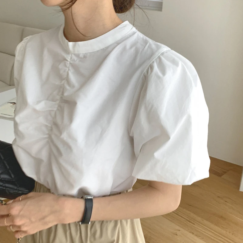 

Ladies Office Two Piece Set Top and Skirt Short Sleeve O-neck White Blouse and High Waist Pleated Long Skirt Elegant 2 Piece Set