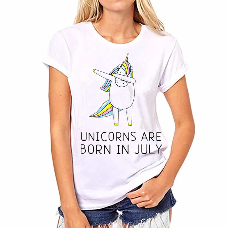 Футболка женская в стиле Харадзюку Милый хлопковый топ с принтом единорога