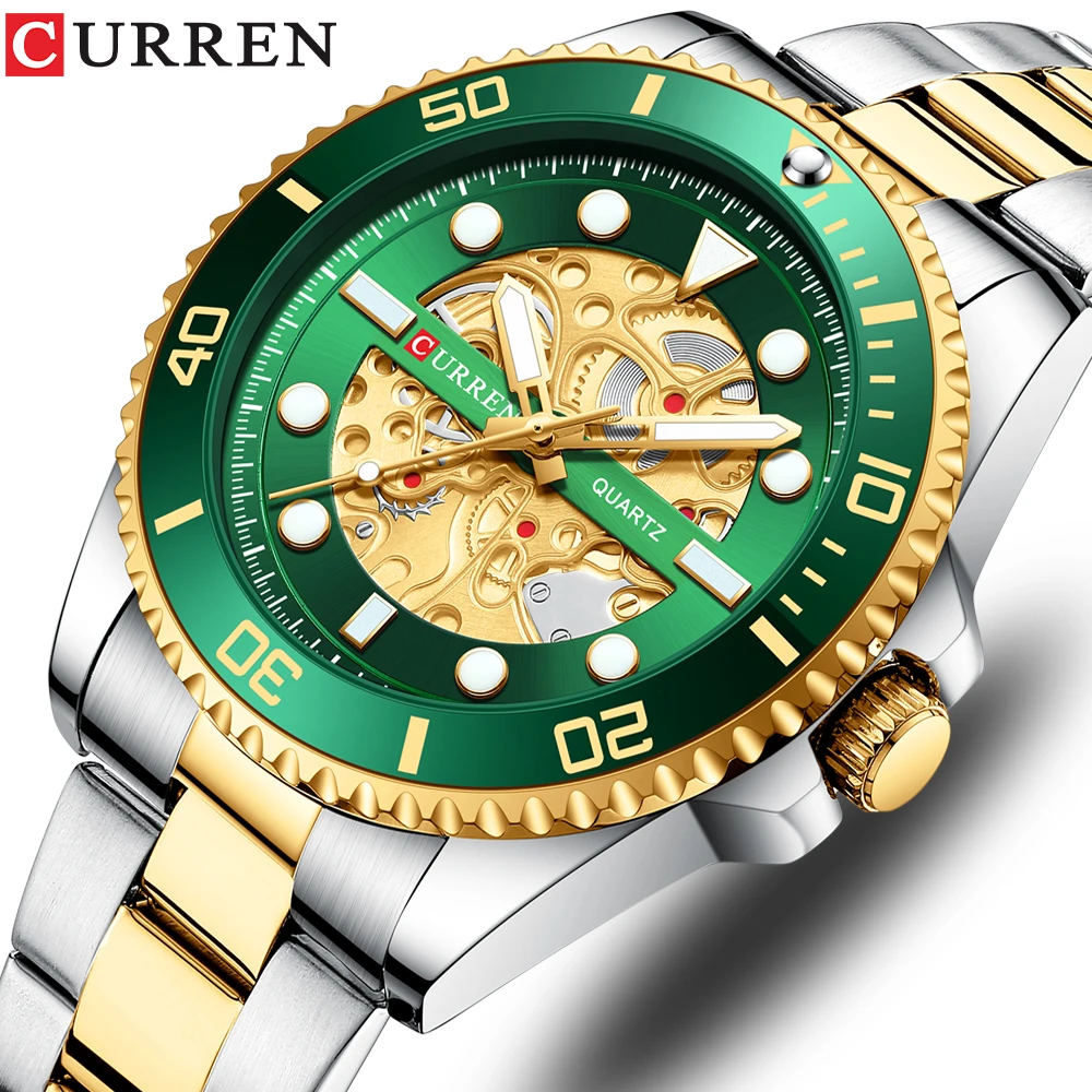 

CURREN Luxury Gold Stainless Steel band Watches Lumious Quartz Wristwatches for Men Fashion Casual Bussiness Clock Male 8412