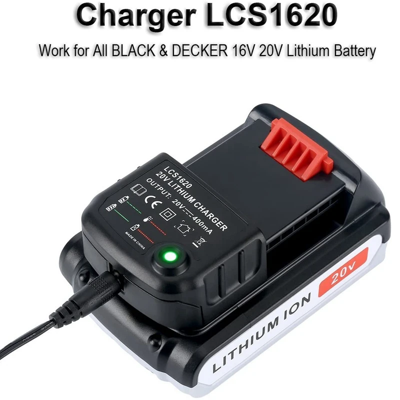Литиевое зарядное устройство LCS1620 20 в для Black Decker 16 В LBXR20 OPE LB20 LBX20 LBX4020 LB2X4020 US