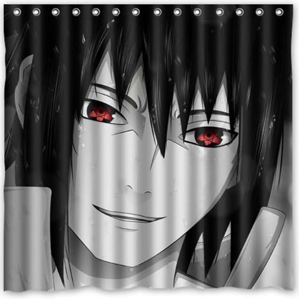 Uchiha Sasuke Naruto Shippuden Fabric Shower Curtain Waterproof Mildewproof Bathroom Shower Curtains For Decor With Sets