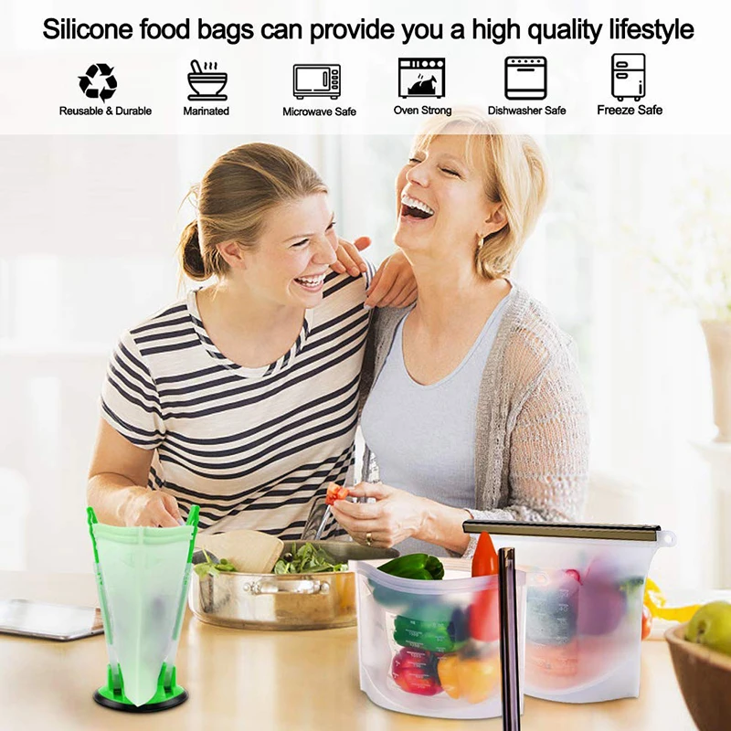 4 шт./упак. 1000ml печать замораживания сохраняющий свежесть сумки многоразовые