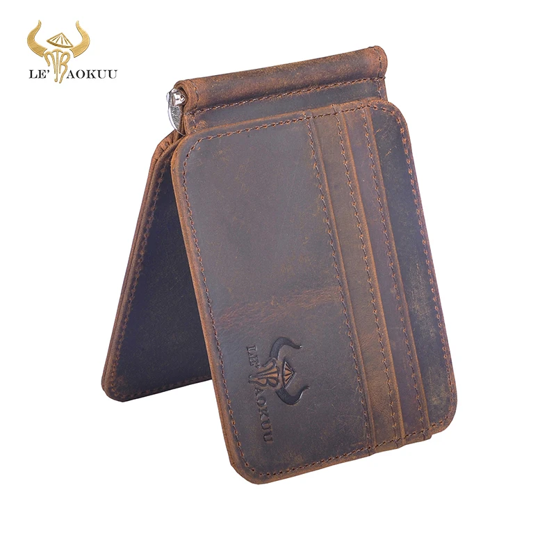 2020 Trend Brand Unisex Quality Leather Design Fashion Gift Slim Wallet Travel Front Pocket Money Clip Mini Clamp Purse XYX-C044 | Багаж и