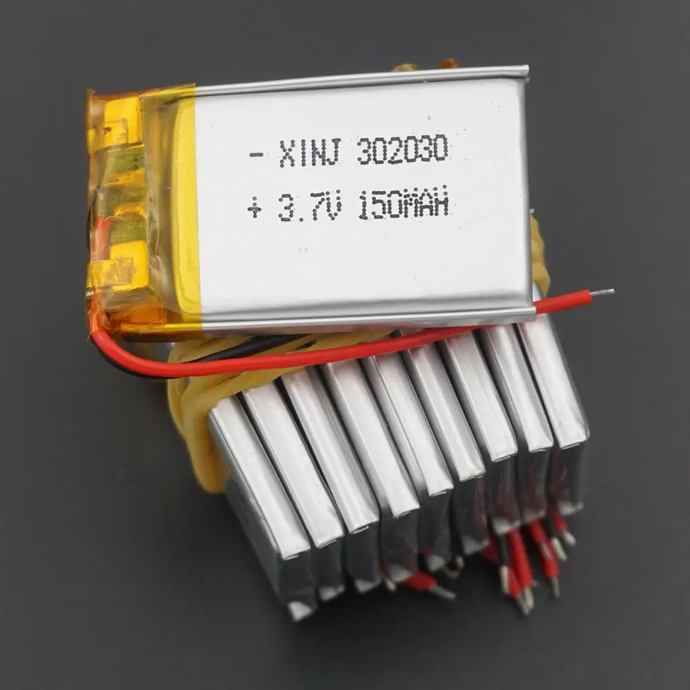

XINJ 10pcs 3.7V 150 mAh Polymer Li Lithium Battery Lipo 302030 For GPS Sat Nav Car DVC DVR Camera Driving Recorder