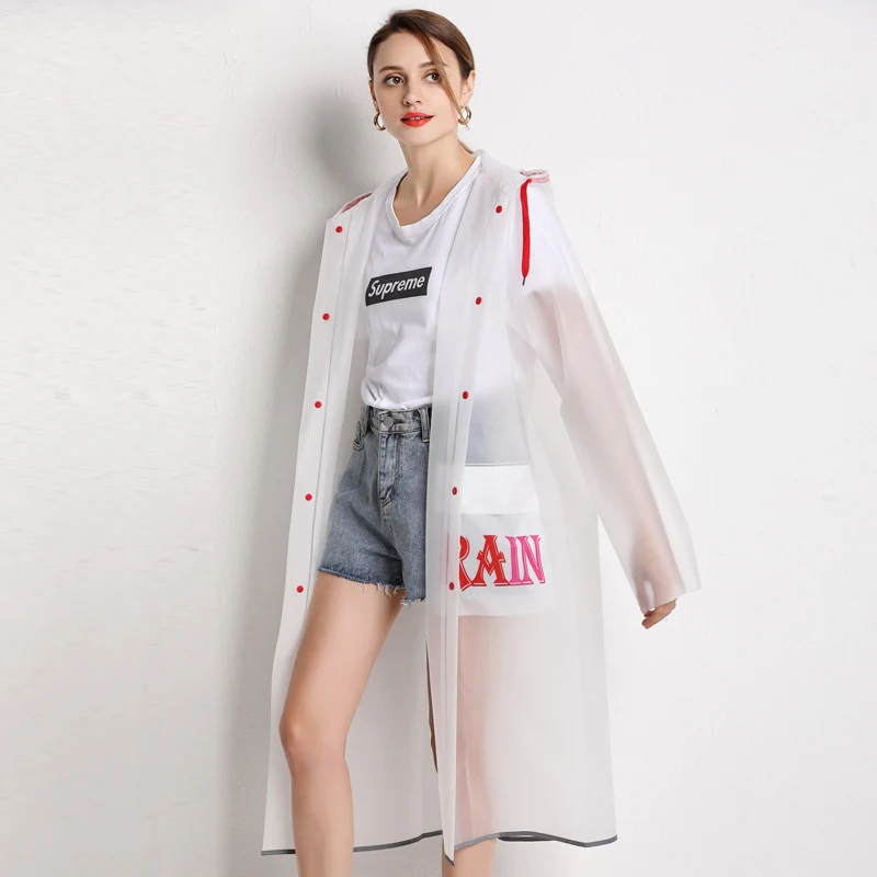 Прозрачный плащ дождевик Yuding с капюшоном для мужчин и женщин непромокаемое пончо