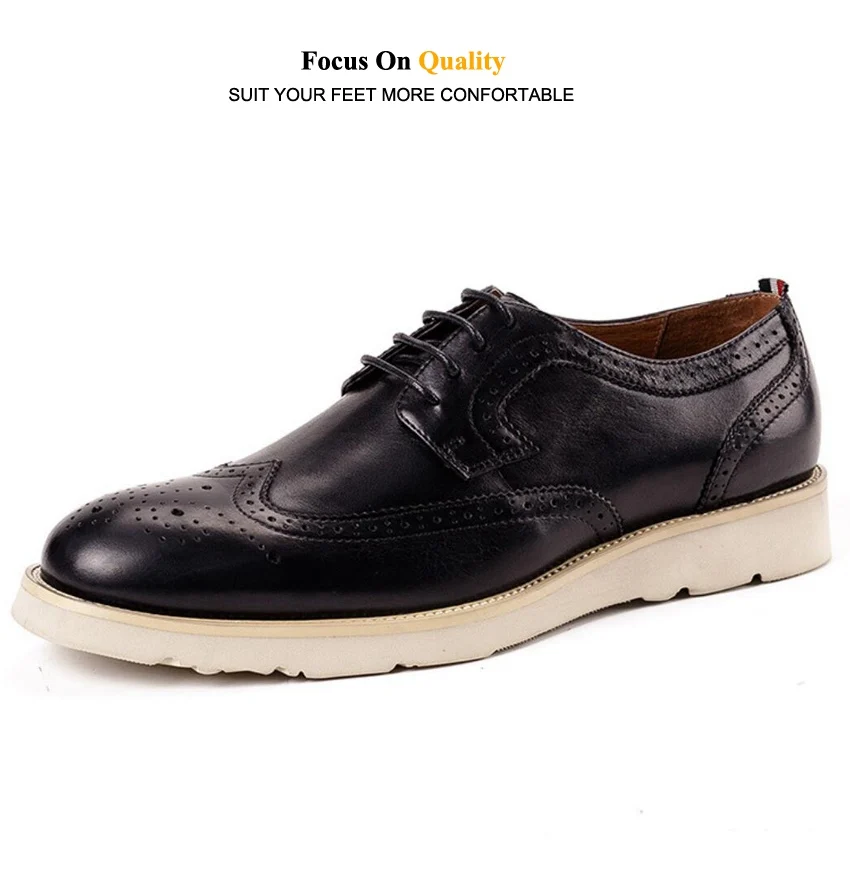 Новинка; модные мужские оксфорды ручной работы из натуральной кожи на плоской платформе; удобные Мужские броги с круглым носком и шнуровкой; KUD275