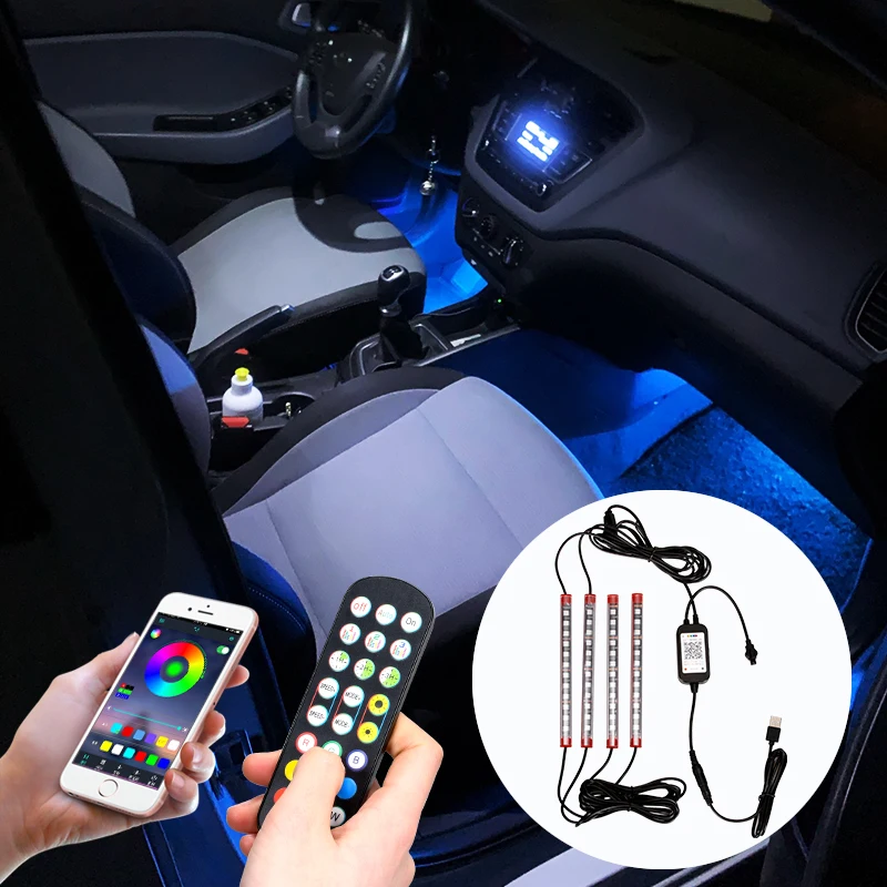 

Sound Control Atmosphere Ambient Decoration Interior Light Usb Star Ceiling Projector Light Car Decoration LED Strip RGB