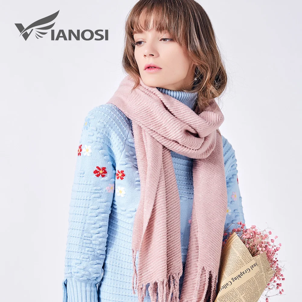 Бренд VIANOSI шарф женский зимний теплый однотонная длинная шаль модная женская