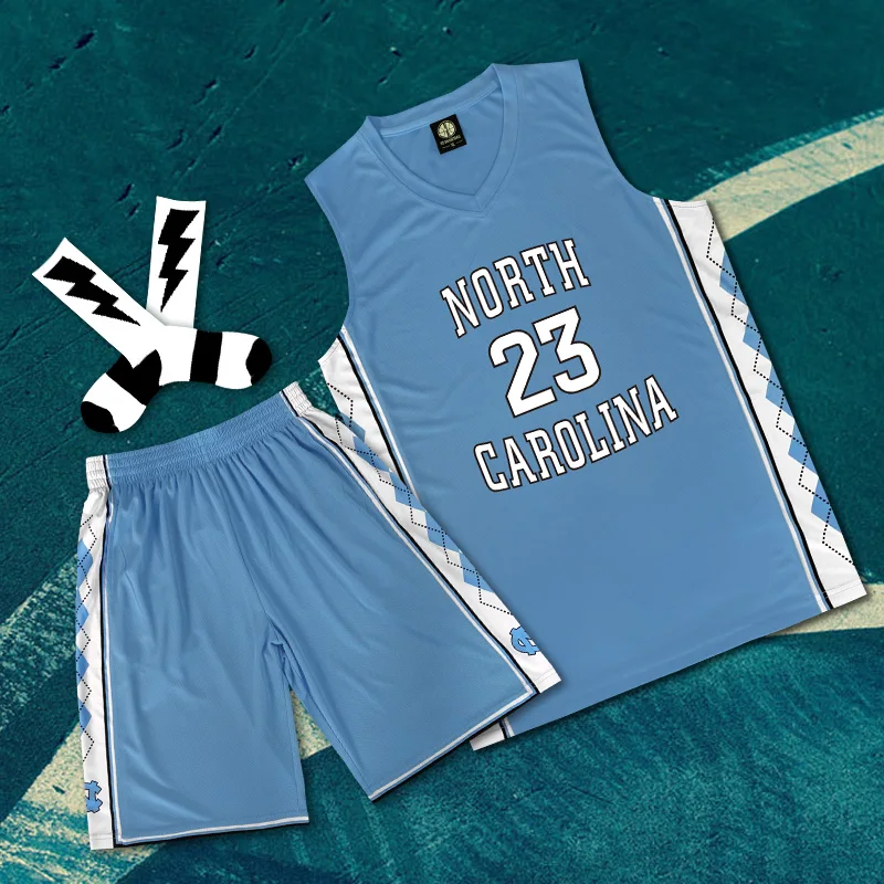 Северная Каролина 23 # комплект баскетбольных Джерси быстросохнущая дышащая