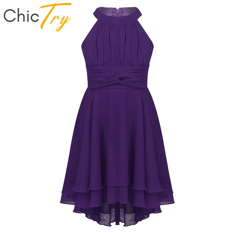 ChicTry для детей и подростков без рукавов с лямкой на шее в складку высокое низкое