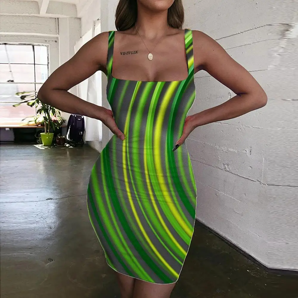 

Giyu Brand Dizziness Dresses Women Psychedelic Sundress Graphics Halter Sleeveless Cool Vestido Sexy Womens Clothing