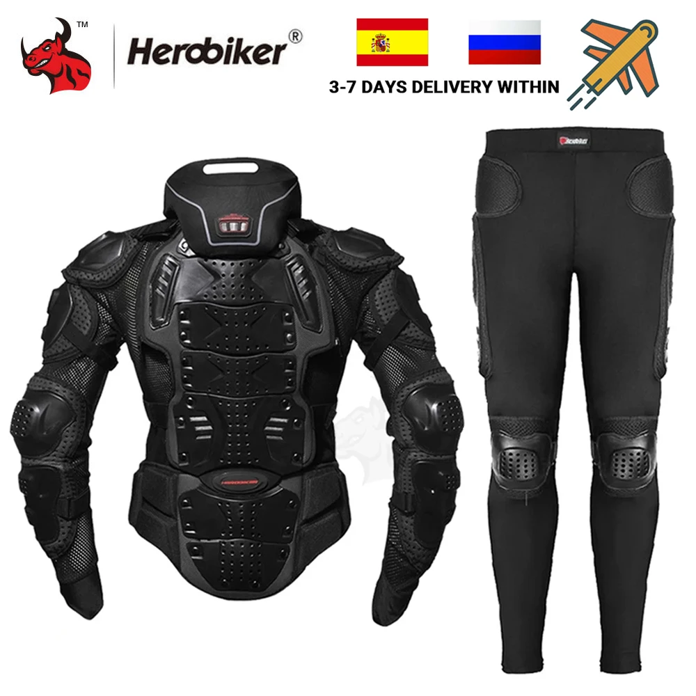 HEROBIKER Motorcycle Jackets Motorcycle Armor Racing Body Protector Jacket Motocross Motorbike Protective Gear + Neck Protector