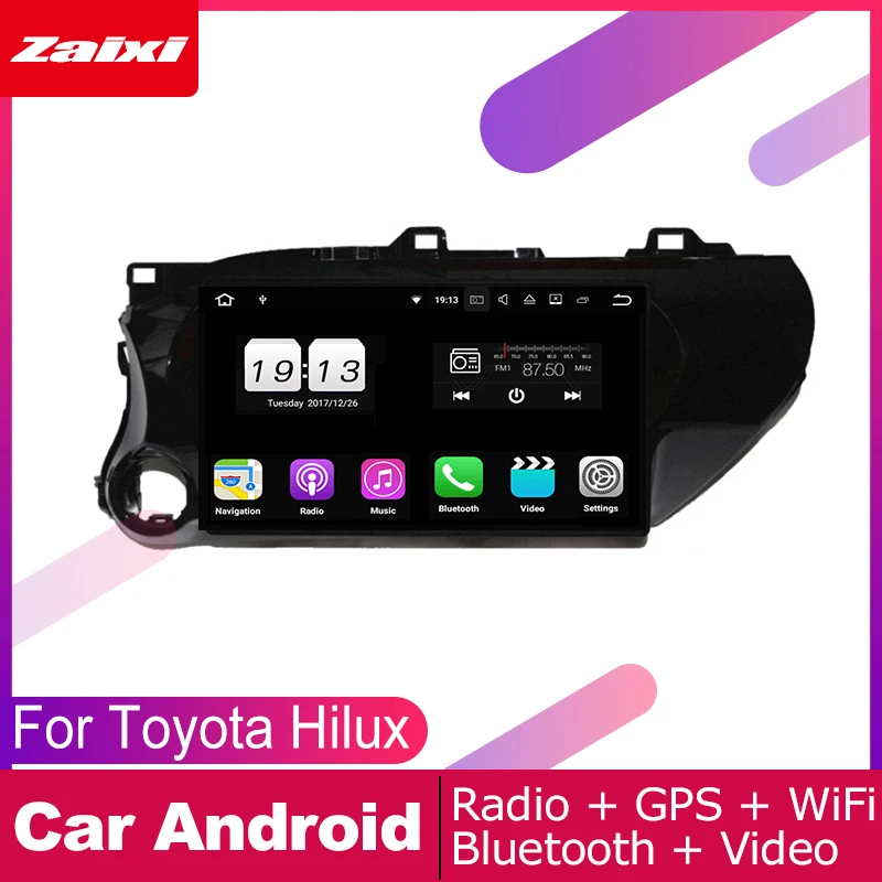 Автомобильный плеер ZaiXi 2 DIN с GPS навигацией для Toyota Hilux 2016 ~ 2018 Автомобильная