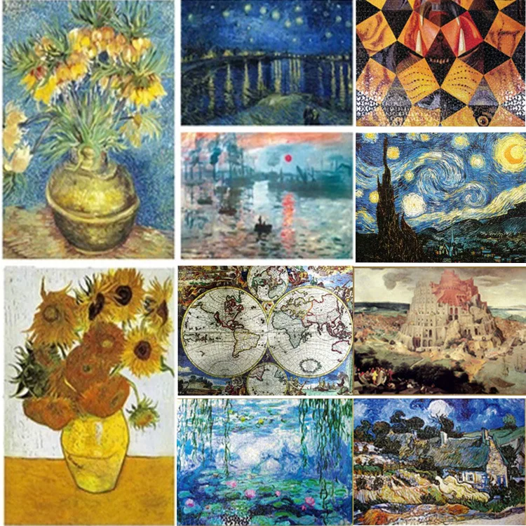 

1000pcs Of Jigsaw Puzzle World famous paintings Sunflower Decompression Jigsaw Toys Paper Puzzle Christmas Goods Gift For Kids