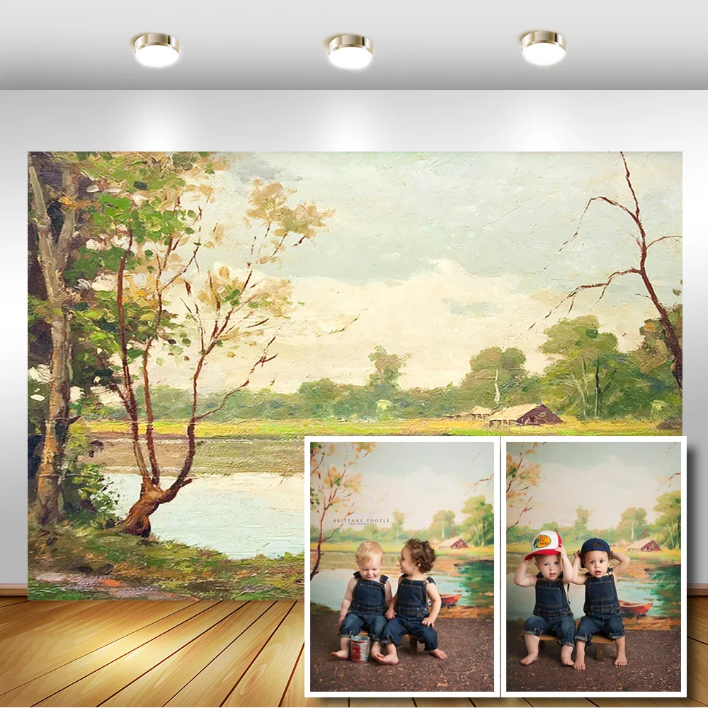 Фон для фотосъемки с изображением деревенского природного пейзажа фон