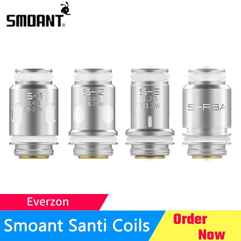 

Original Smoant SANTI S-1 DL Coil 0.4ohm S-2 RDL Coil 0.6ohm S-3 MTL Coil 1.2ohm S RBA Coil Vaporizer For Smoant SANTI Vape Kit