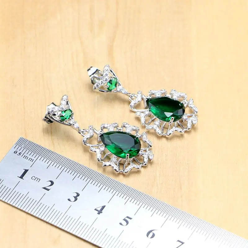Комплект ювелирных украшений Hyperbole из серебра 925 пробы с зеленым цирконом и белым