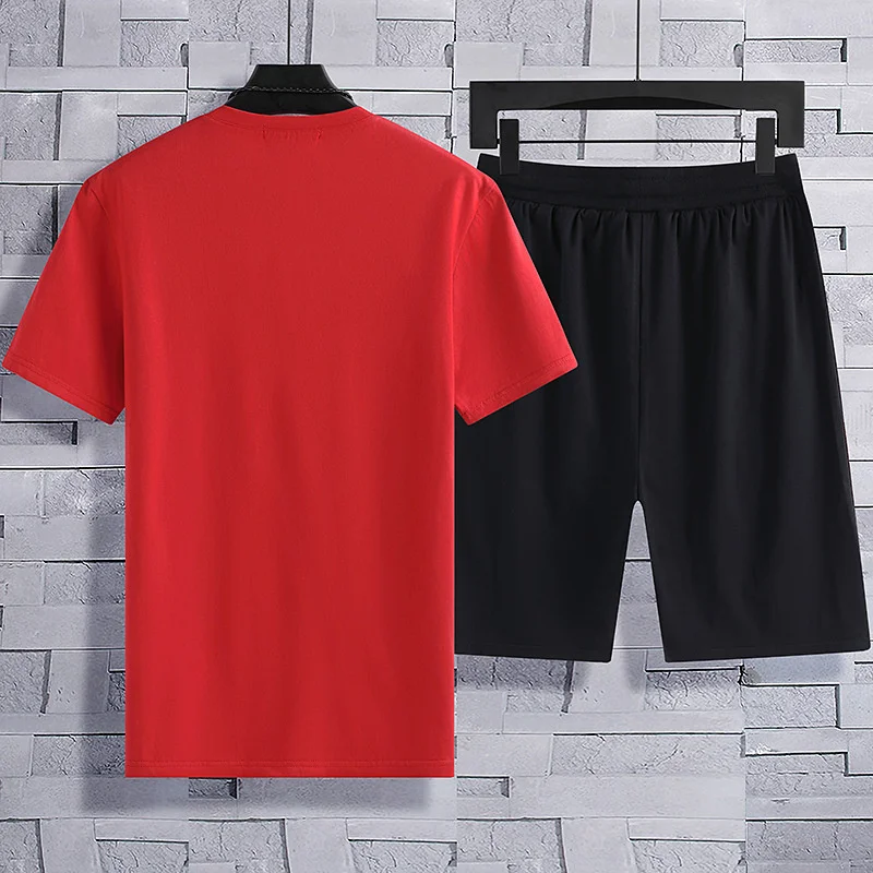

Men's leisure sports suit cotton large summer 2021 new short sleeve T-shirt Summer Shorts men's fashion