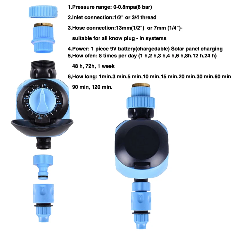 Таймер полива с питанием от солнечной панели водонепроницаемый таймер