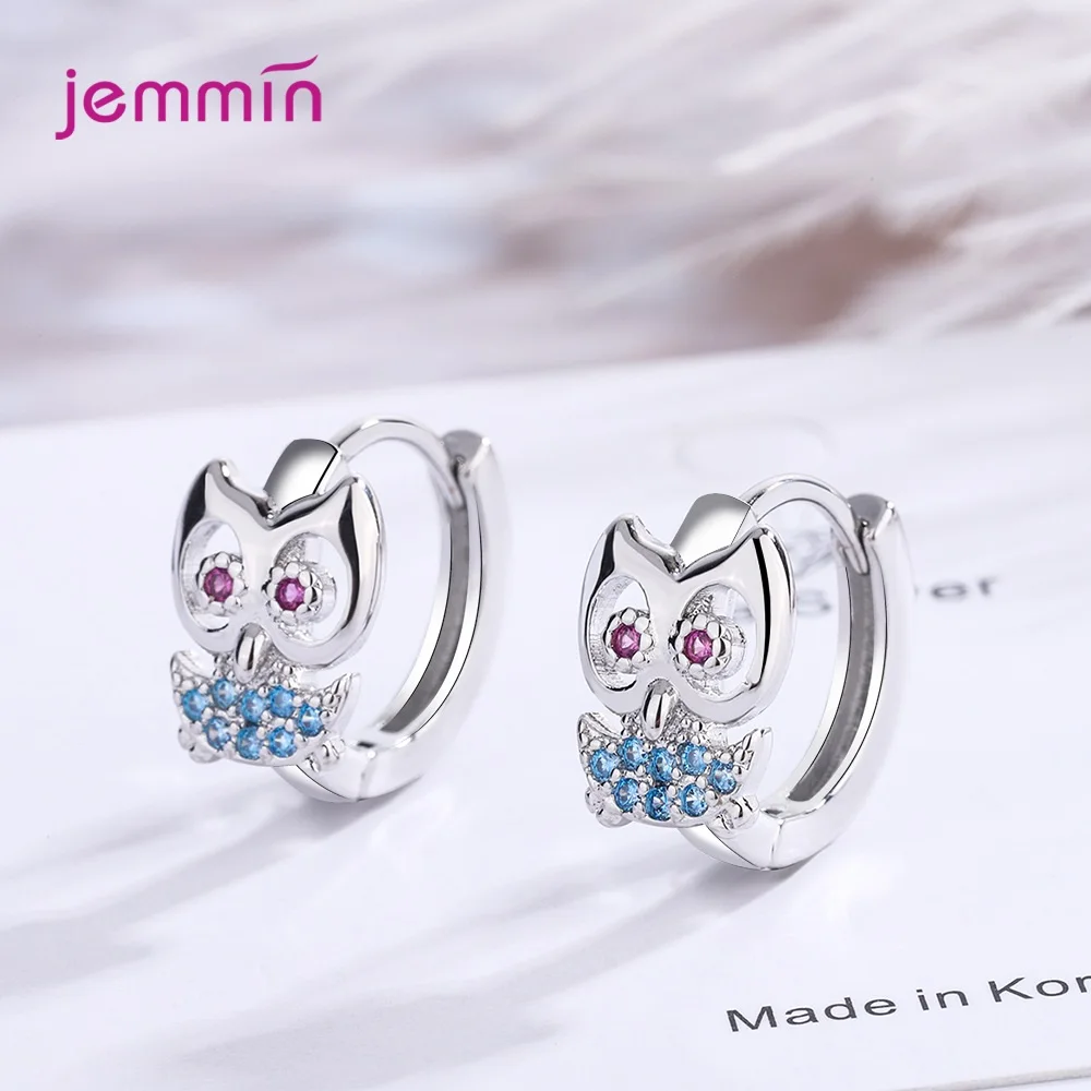 

Серьги-кольца женские из серебра 925 пробы с кристаллами в вечерние совы