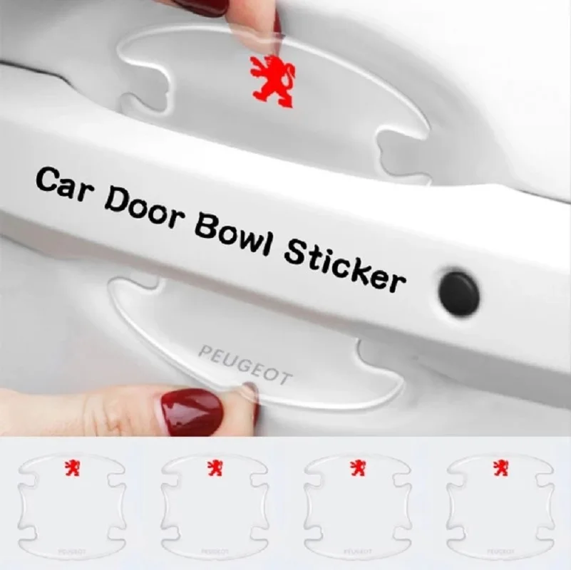 

Car Logo Door Handle Protective Anti-Scratch Door Transparent Decal Water-Resistant Bumper Sticker For Universal Car Peugeot