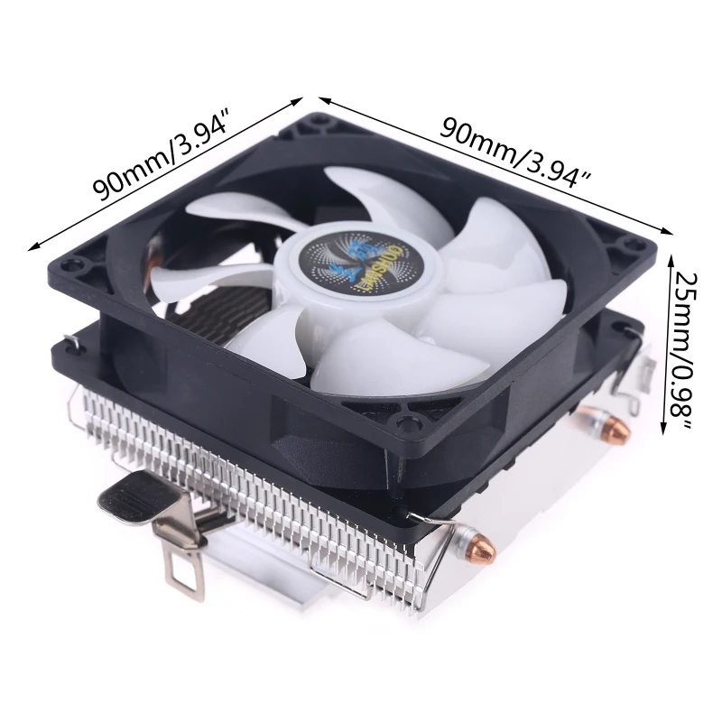 

Silent CPU Cooler LGA/2011/115X/775 3 Pin PC Cooling Radiator 2 Copper Tubes LED K3KB